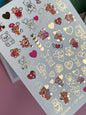Nail Water Decal CF-083 | Cute Bears Water Slide Nail Decals | Hearts & Love Elements
