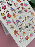 Nail Water Decal CF-087 | Cute Animal Couples Water Slide Nail Decals | Love Birds, Cats, Sloths & Lions - UASLIDER