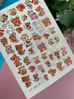Nail Water Decal CF-088 | Cute Teddy Bear Water Slide Nail Decals | Birthday, Love & Sleepy Bears - UASLIDER