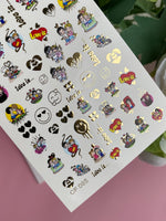 Nail Water Decal CF-085 | Love Is… Themed Water Slide Nail Decals | Cute Couples & Hearts - UASLIDER