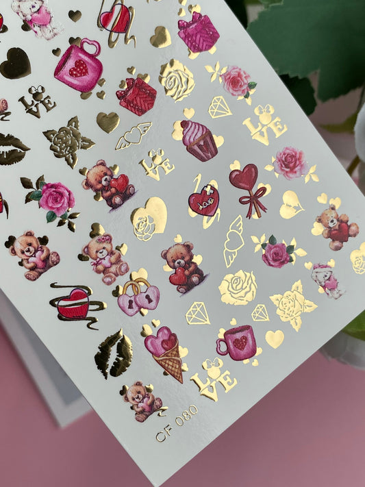 Nail Water Decal CF-080 | Love is Nail Art Water Decals | Romantic Cartoon Couple Designs