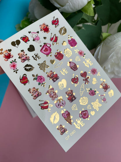 Nail Water Decal CF-080 | Love is Nail Art Water Decals | Romantic Cartoon Couple Designs