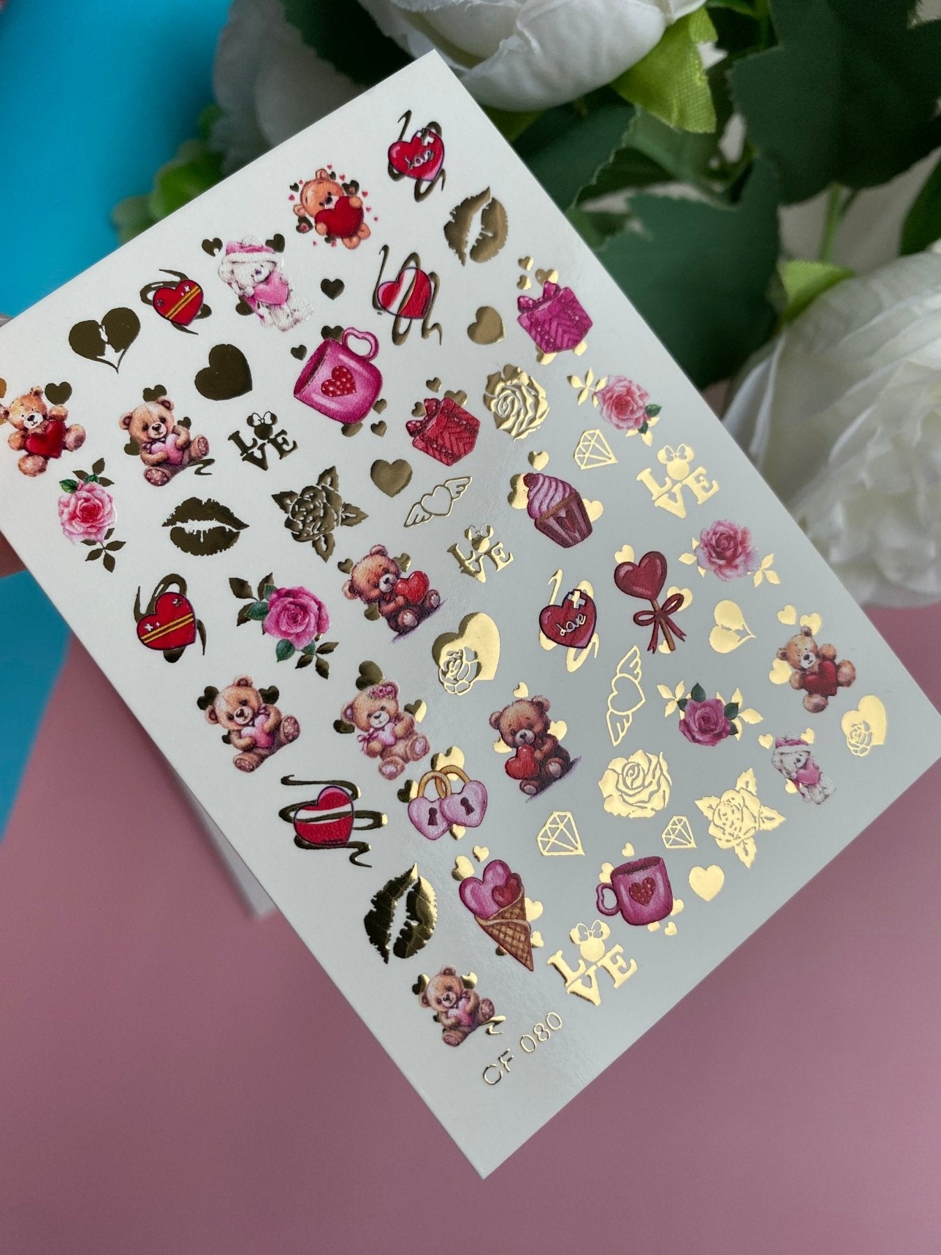 Nail Water Decal CF-080 | Love is Nail Art Water Decals | Romantic Cartoon Couple Designs - UASLIDER