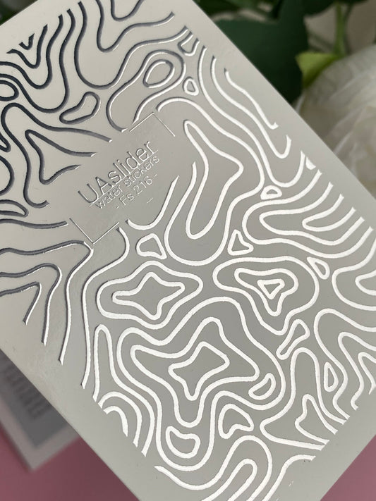 Nail Water Decal Fs-216 | Water Slide Nail Decals Abstract Lines | Modern Geometric Nail Art Design