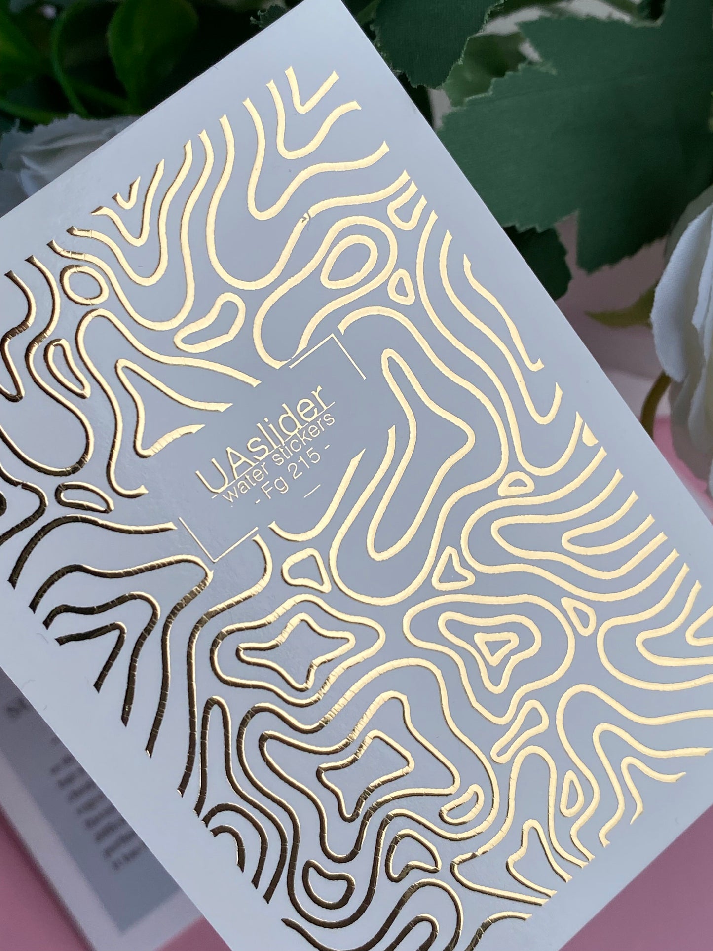 Nail Water Decal Fg-215 | Water Slide Nail Decals | Gold Foil Abstract Waves