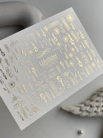 Nail Water Decal Fg-016 | Elegant Water Slide Nail Decals with Gold Foil | Swirls & Calligraphy Ornaments - UASLIDER