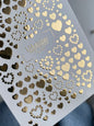 Nail Water Decal Fg-227 | Water Slide Nail Decals | Gold Foil Hearts & Love Accents