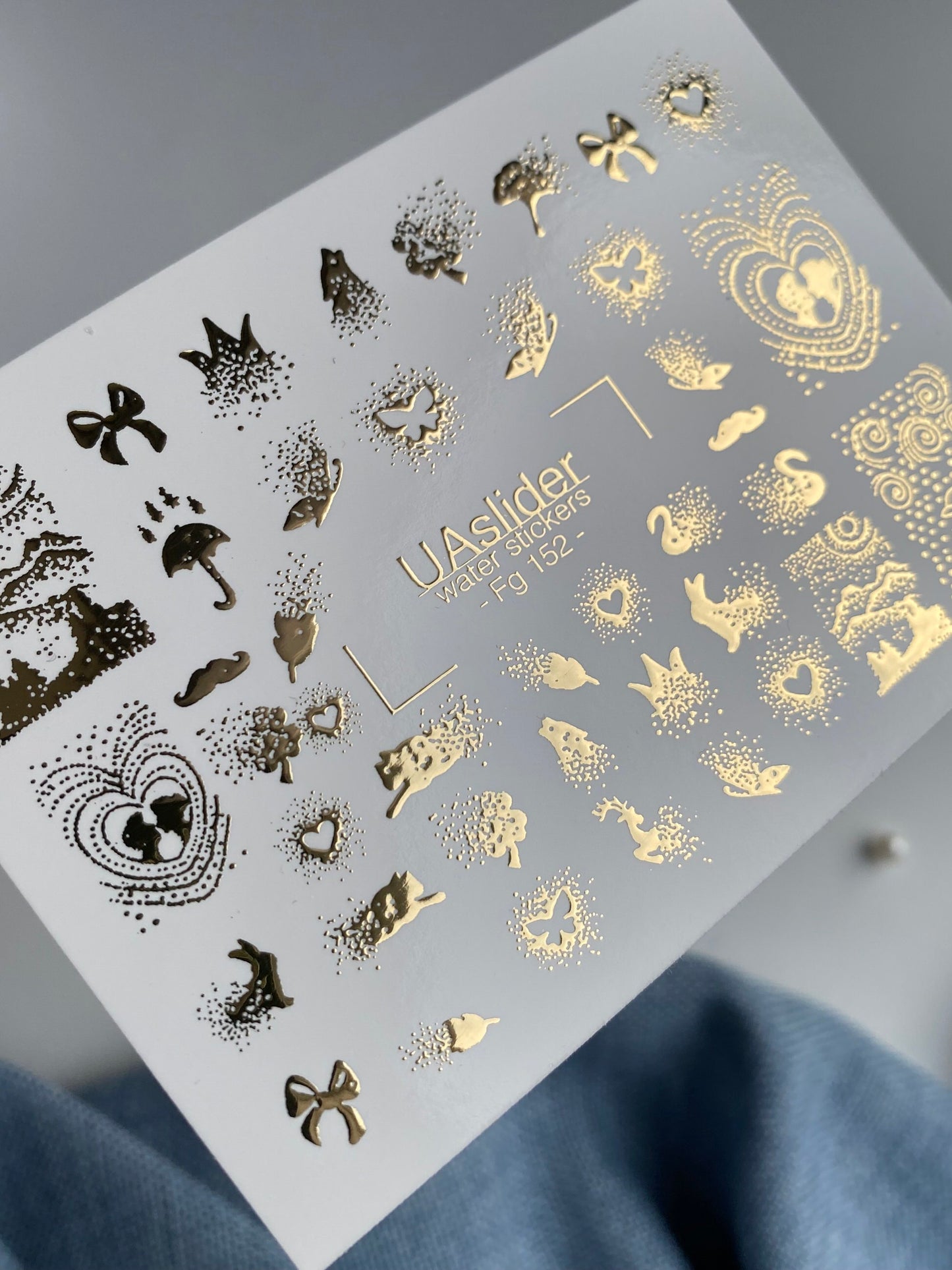 Nail Water Decal Fg-152 | Gold Foil Water Slide Nail Decals | Fairy Tale & Magical Elements