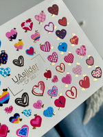 Nail Water Decal CF-362 | Water Slide Nail Decals | Colorful Hearts Nail Art - UASLIDER