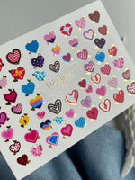 Nail Water Decal CF-362 | Water Slide Nail Decals | Colorful Hearts Nail Art - UASLIDER