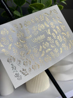 Nail Water Decal Fg-024 | Minimalist Water Slide Nail Decals with Gold Foil | Faces, Flowers & Botanical Motifs - UASLIDER