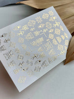 Nail Water Decal Fg-019 | Geometric Water Slide Nail Decals with Gold Foil | Abstract Shapes & Symbols - UASLIDER