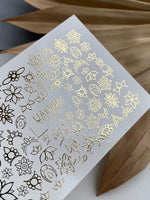 Nail Water Decal Fg-020 | Floral Water Slide Nail Decals with Gold Foil | Lotus & Mandala Flowers - UASLIDER