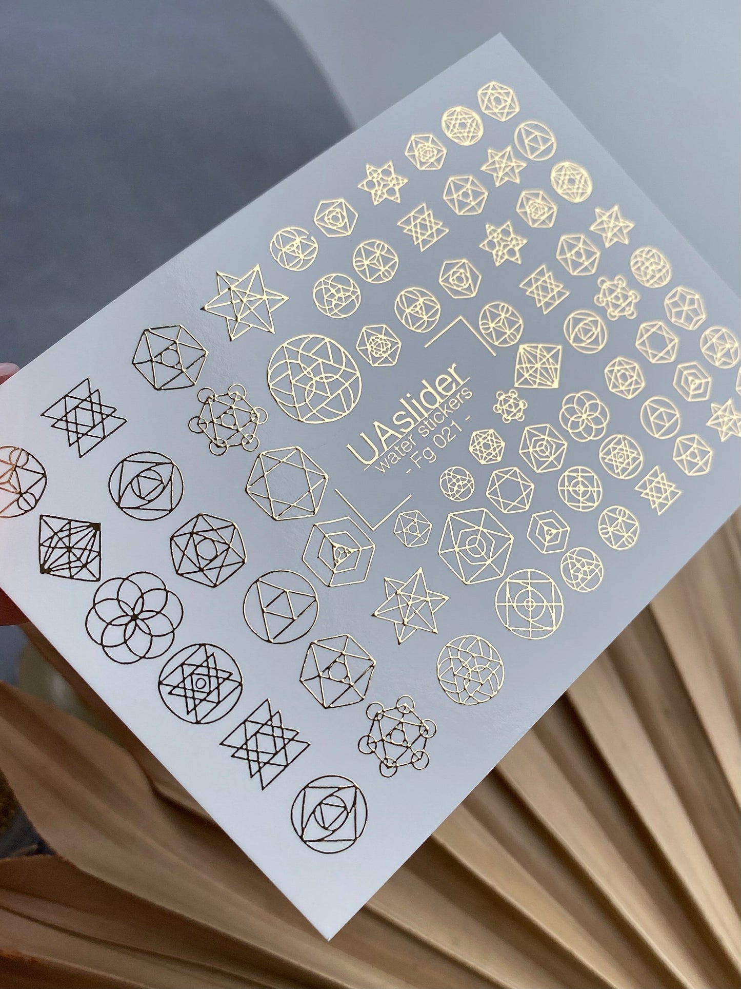 Nail Water Decal Fg-021 | Sacred Geometry Water Slide Nail Decals with Gold Foil | Mandalas & Abstract Symbols