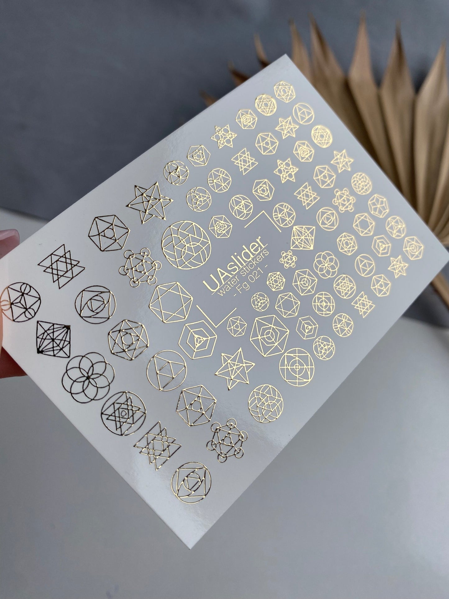 Nail Water Decal Fg-021 | Sacred Geometry Water Slide Nail Decals with Gold Foil | Mandalas & Abstract Symbols