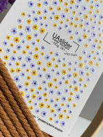 Nail Water Decal NCg-051 | Water Slide Nail Decals | Yellow & Purple Mini Flowers - UASLIDER