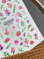 Nail Water Decal CF-588 | Water Decals for Nails with Colorful Wildflowers and Leaves | Romantic Floral Nail Stickers - UASLIDER