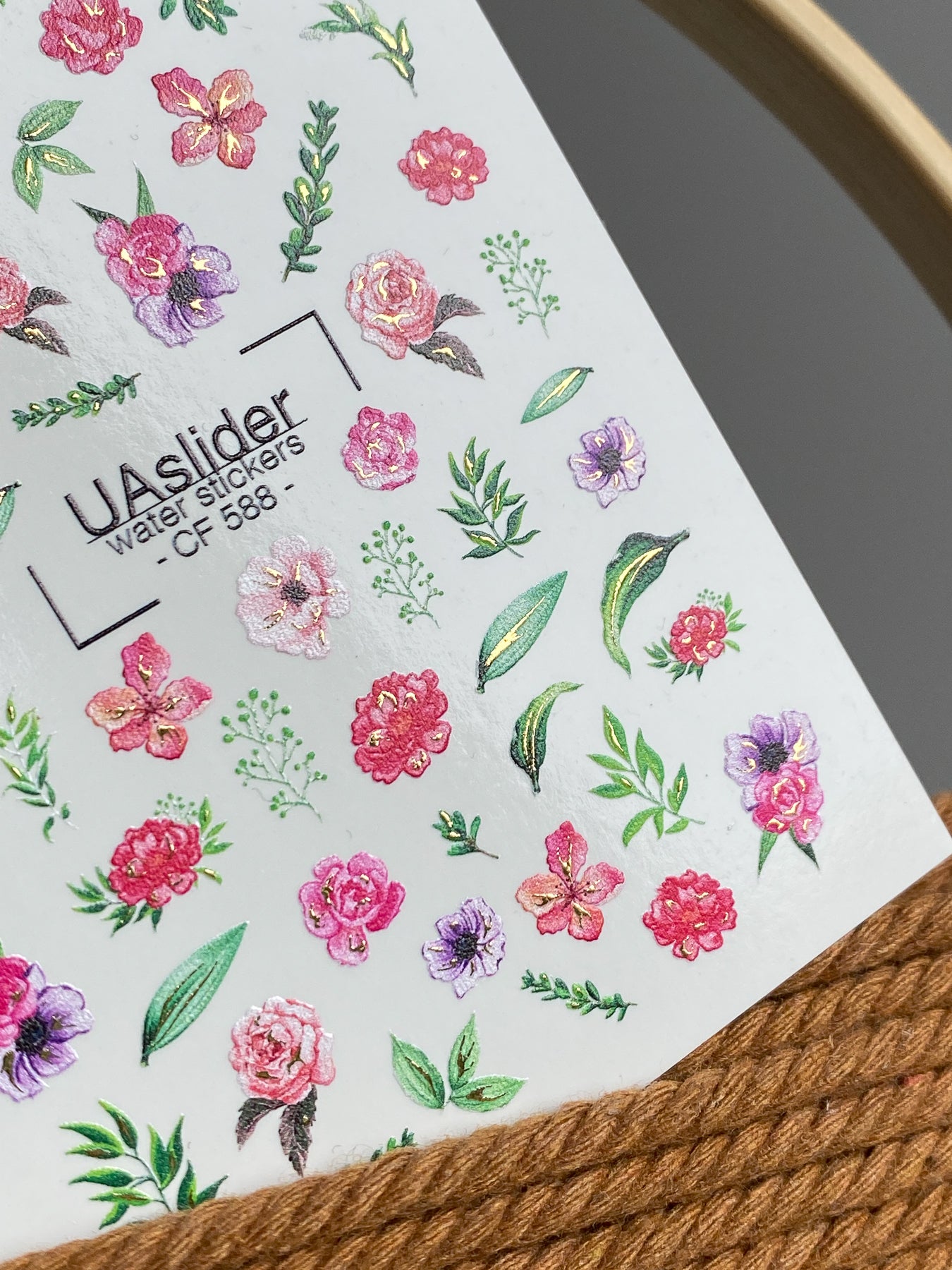 Nail Water Decal CF-588 | Water Decals for Nails with Colorful Wildflowers and Leaves | Romantic Floral Nail Stickers - UASLIDER