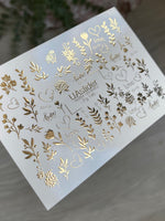 Nail Water Decal Fg-146 | Water Slide Nail Decals with Gold Love Writings and Floral Branches | Romantic Nail Art - UASLIDER