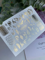 Nail Water Decal Fg-144 | Water Slide Nail Decals with Gold Tribal and Snake Skin Patterns | Edgy Nail Art - UASLIDER