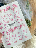 Nail Water Decal CF-584 | Water Slide Nail Decals with Pink Peonies and Bows | Elegant Floral Nail Stickers - UASLIDER
