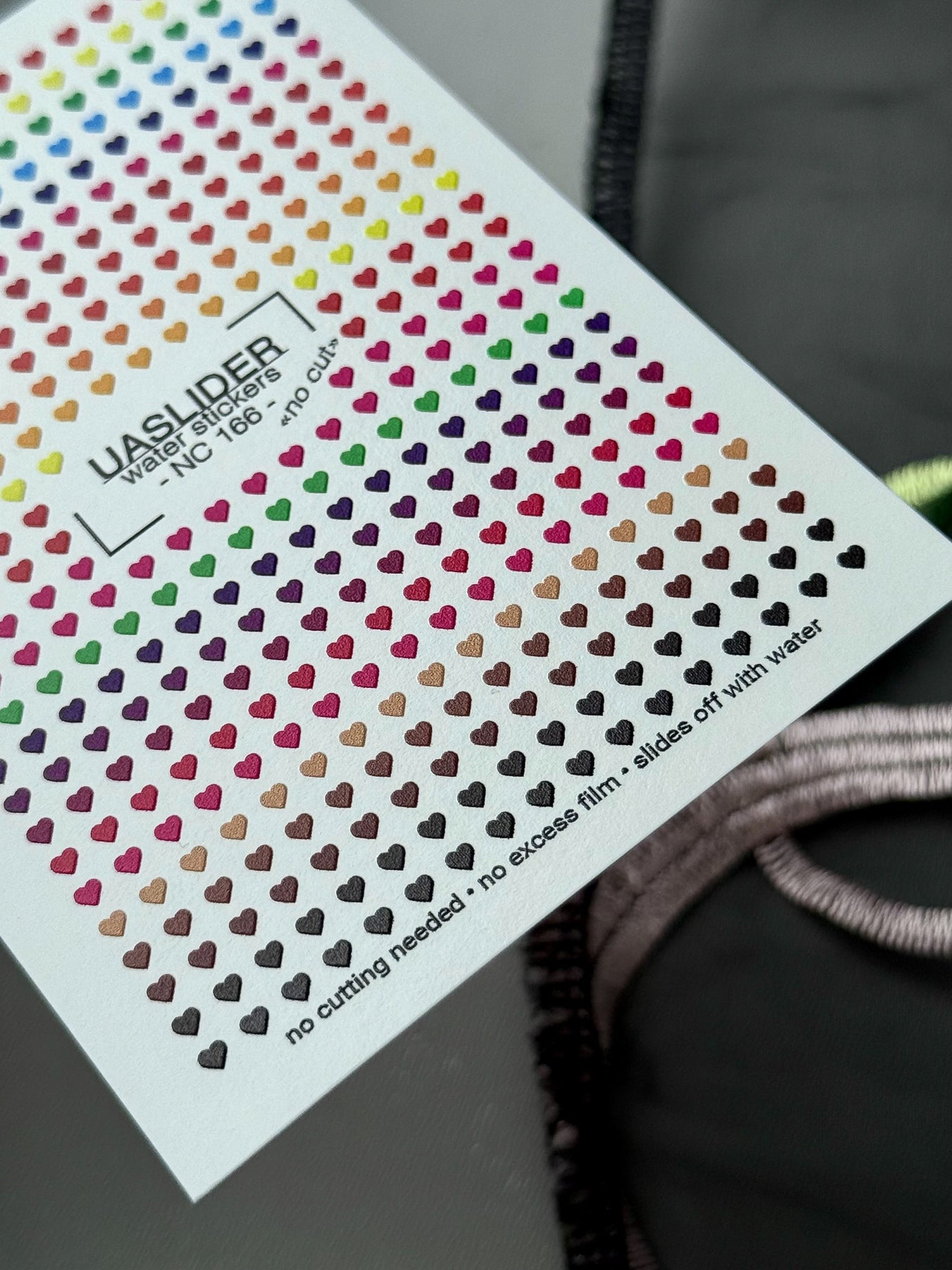 Heart Nail Decals — Rainbow Gradient Tiny Hearts | NC-166