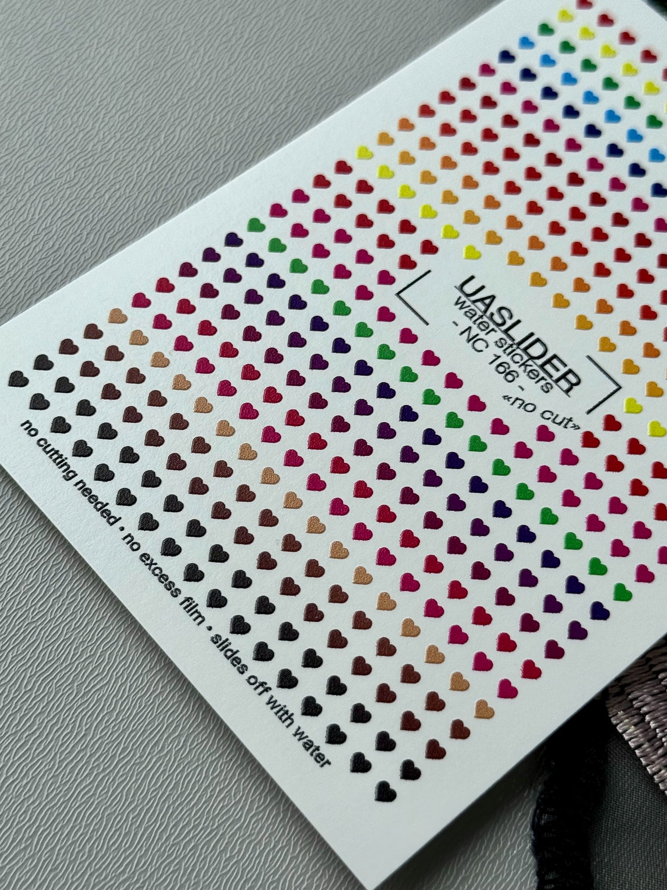Heart Nail Decals — Rainbow Gradient Tiny Hearts | NC-166