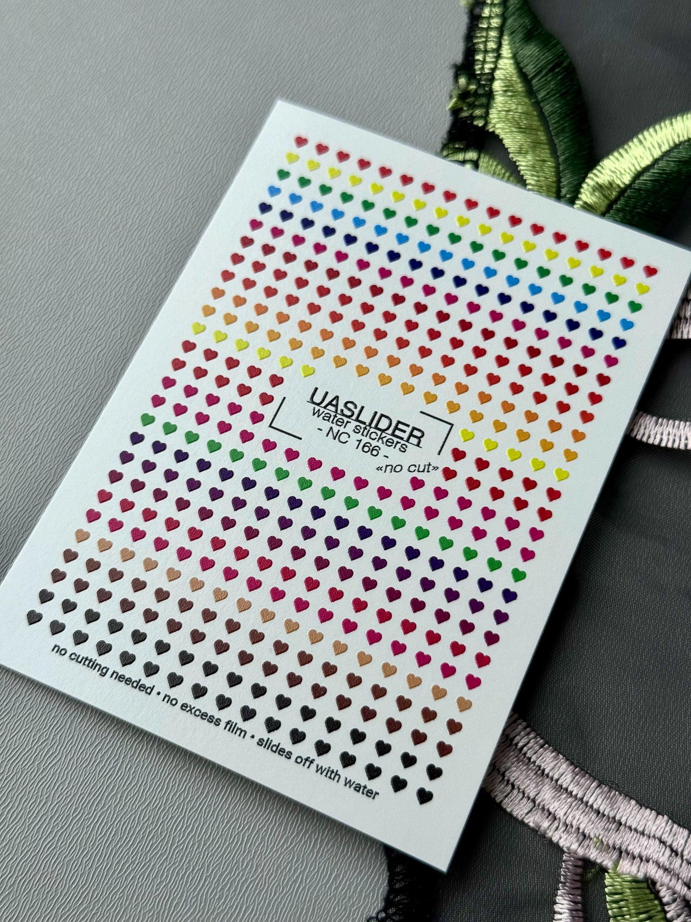 Heart Nail Decals — Rainbow Gradient Tiny Hearts | NC-166