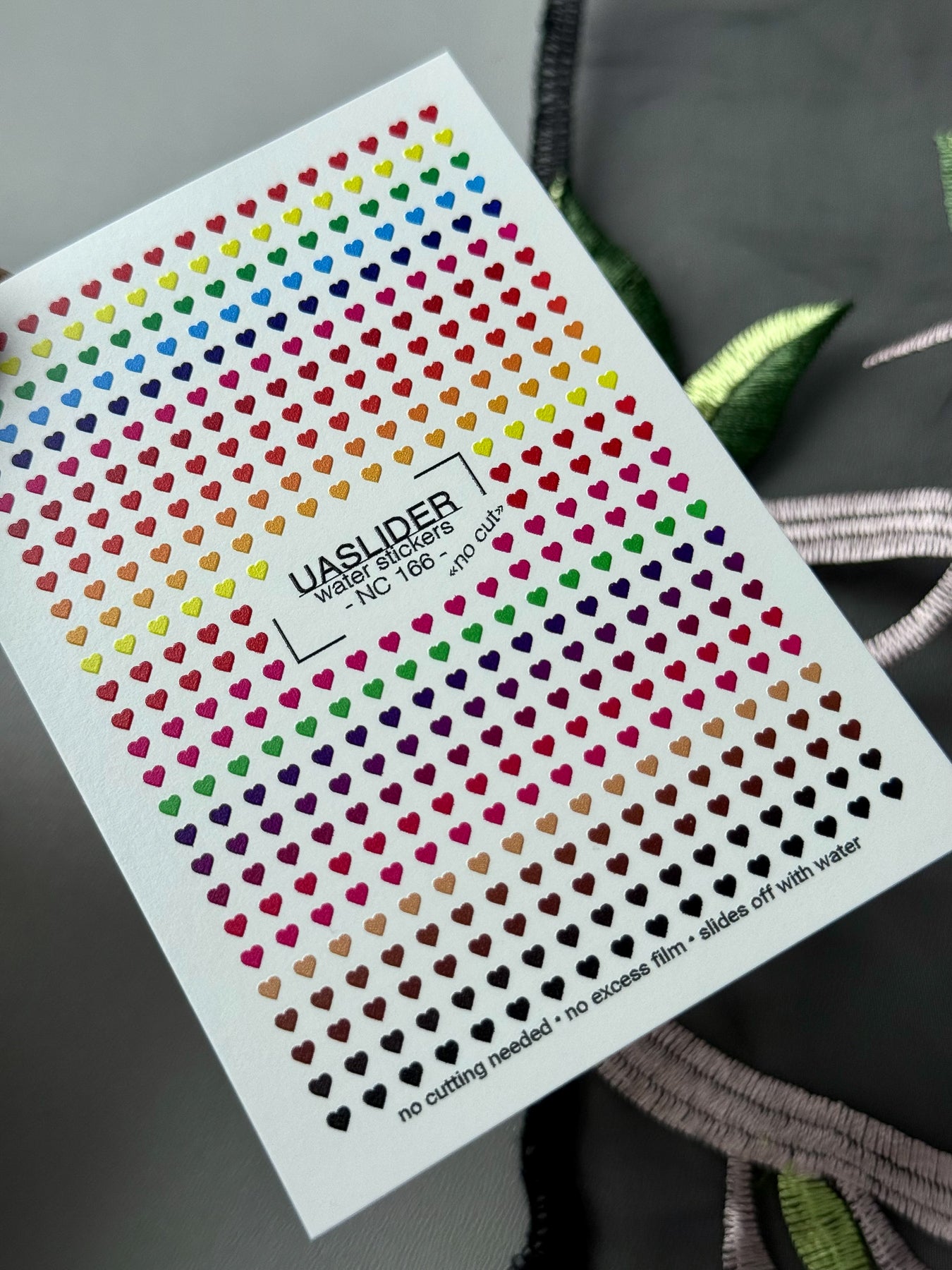 Heart Nail Decals — Rainbow Gradient Tiny Hearts | NC-166