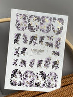 Nail Water Decal CF-593 | Elegant Purple Floral Nail Water Decals | Full Cover Stickers with Gold Details - UASLIDER