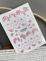Nail Water Decal CF-584 | Water Slide Nail Decals with Pink Peonies and Bows | Elegant Floral Nail Stickers - UASLIDER