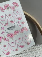 Nail Water Decal CF-584 | Water Slide Nail Decals with Pink Peonies and Bows | Elegant Floral Nail Stickers - UASLIDER