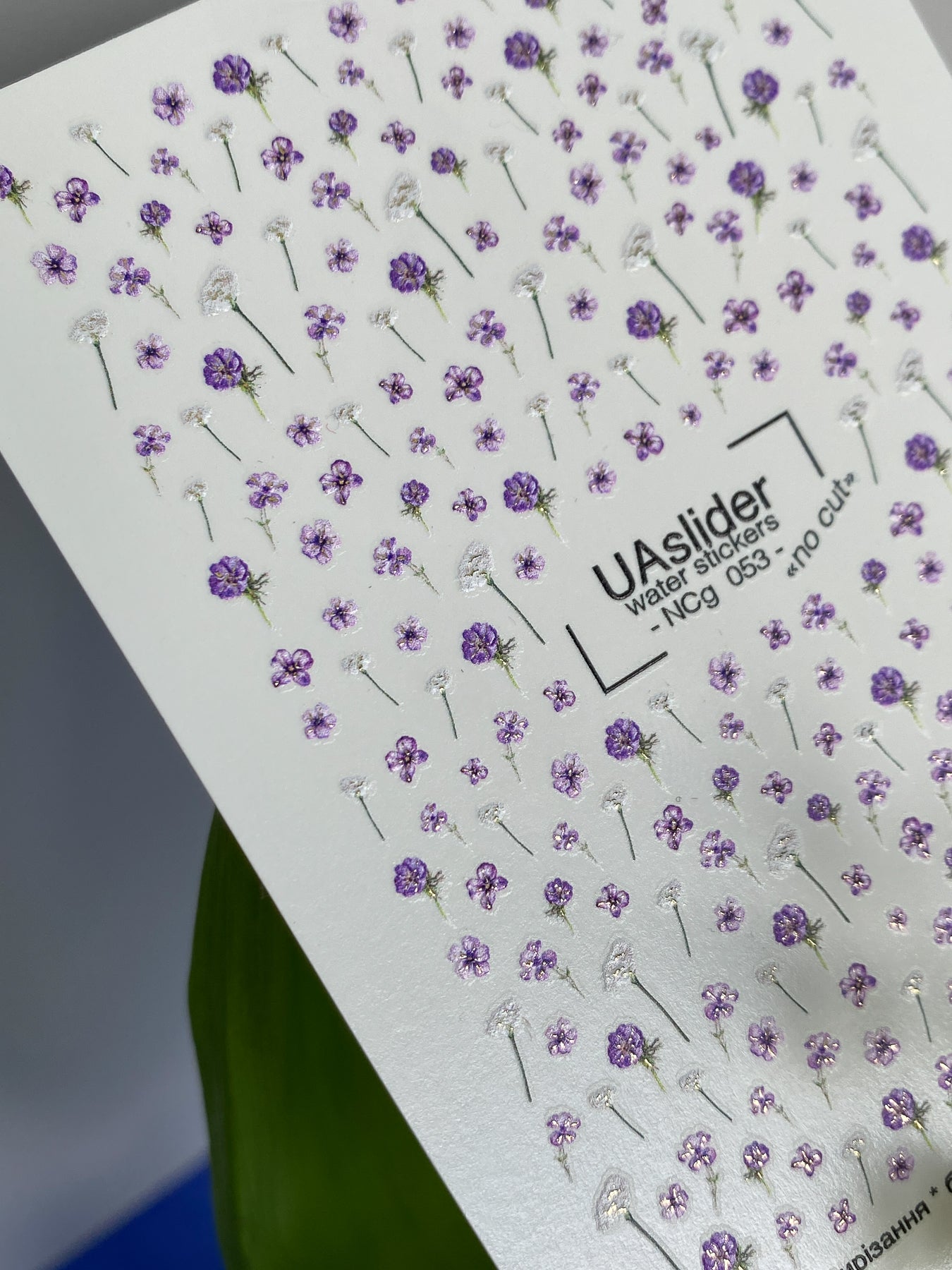 Nail Water Decal NCg-053 | Water Slide Nail Decals | Purple Flowers & White Dandelions