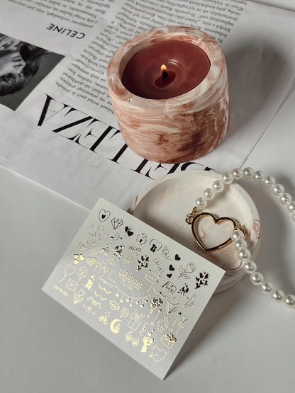 Nagel Wasserabziehbild Fg-159 | Goldfolie Wasserabzieh-Nagelbilder | Romantische Liebe & Niedliche Akzente