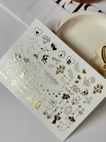 Nail Water Decal Fg-159 | Gold Foil Water Slide Nail Decals | Romantic Love & Cute Accents - UASLIDER