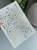 Nail Water Decal Fg-292 | Water Slide Nail Decals | Gold Foil Cat and Dog Paw Prints - UASLIDER