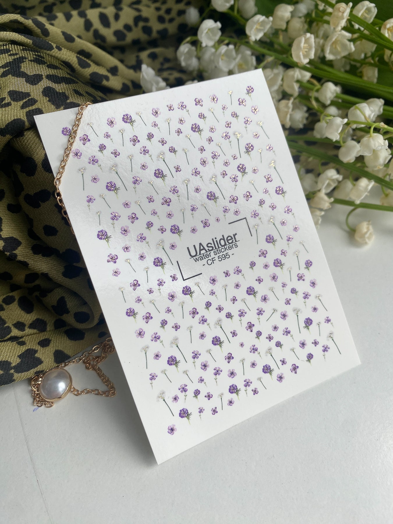 Nagel Water Decal CF-595 | Lavendelbloesem Water Slide Nageldecal | Kleine Paarse Bloemige Nageltattoos