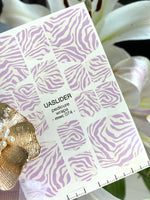 Pastel Lilac Zebra Pedicure Nail Wraps — Soft Purple & White Stripes | MWC-074