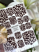 Abstract Animal Pedicure Nail Wraps — Dark Brown & Cream Organic Pattern | MWC-072