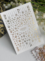 Nail Water Decal Fg-292 | Water Slide Nail Decals | Gold Foil Cat and Dog Paw Prints - UASLIDER