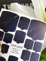 Dark Navy Pedicure Nail Wraps — Minimalist Silver Line Detail | MWC-058