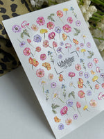 Nail Water Decal CF-597 | Colorful Wildflowers Water Slide Nail Decals | Spring Floral Nail Stickers - UASLIDER