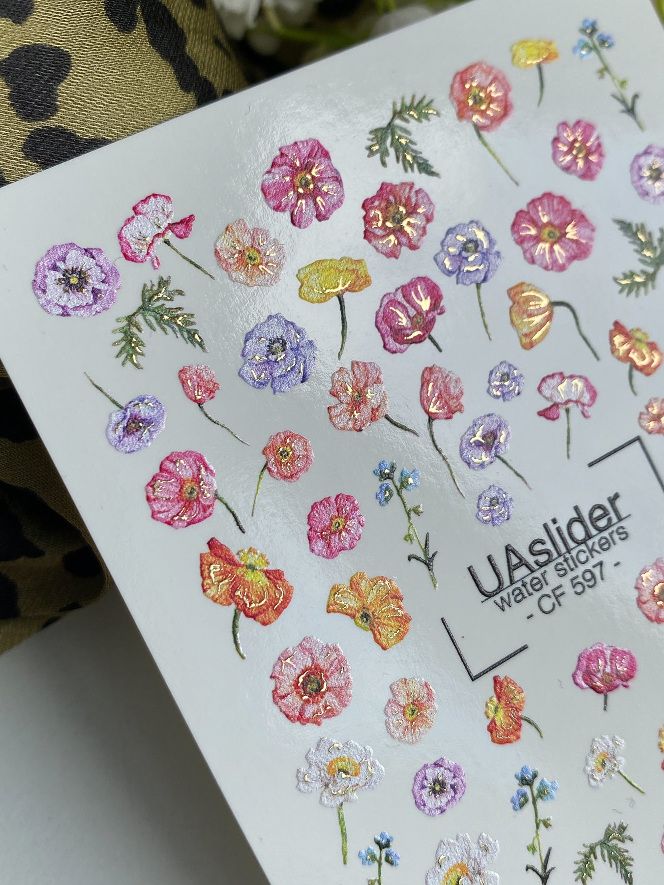 Nail Water Decal CF-597 | Colorful Wildflowers Water Slide Nail Decals | Spring Floral Nail Stickers - UASLIDER