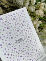 Nail Water Decal NCg-053 | Water Slide Nail Decals | Purple Flowers & White Dandelions - UASLIDER