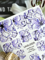 Lavender Floral Pedicure Nail Wraps — Oversized Ink Flower Art | MWC-065