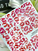 Kiss Print Pedicure Nail Wraps — Red & Pink Lip Print Pattern | PW-006