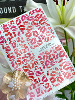 Kiss Print Pedicure Nail Wraps — Red & Pink Lip Print Pattern | PW-006