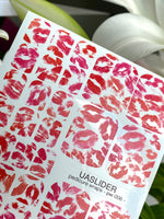 Kiss Print Pedicure Nail Wraps — Red & Pink Lip Print Pattern | PW-006
