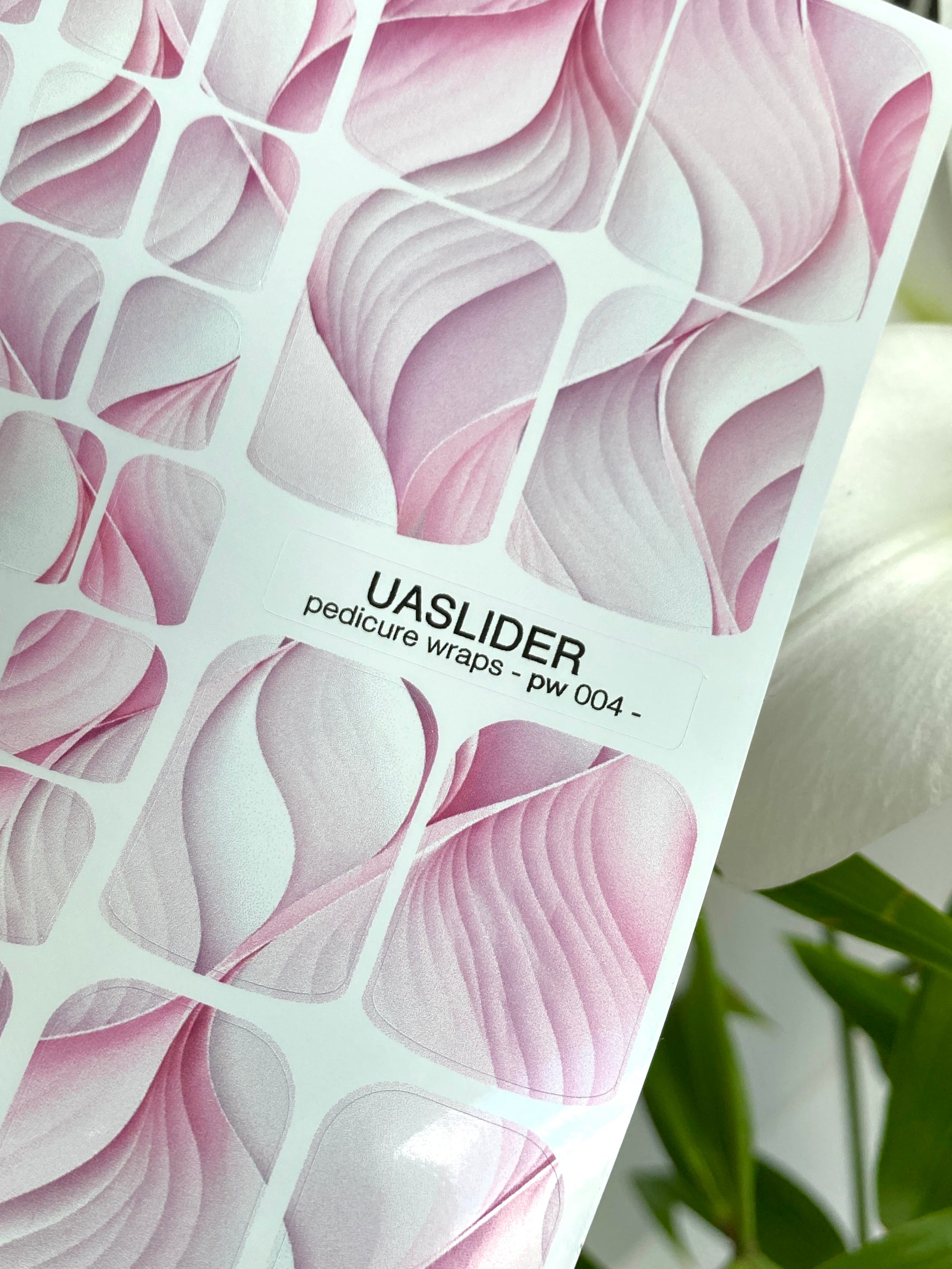 Floral Pedicure Nail Wraps — Soft Pink Petal Swirl Design | PW-004