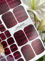 Crocodile Skin Pedicure Nail Wraps — Deep Burgundy Texture | PW-001